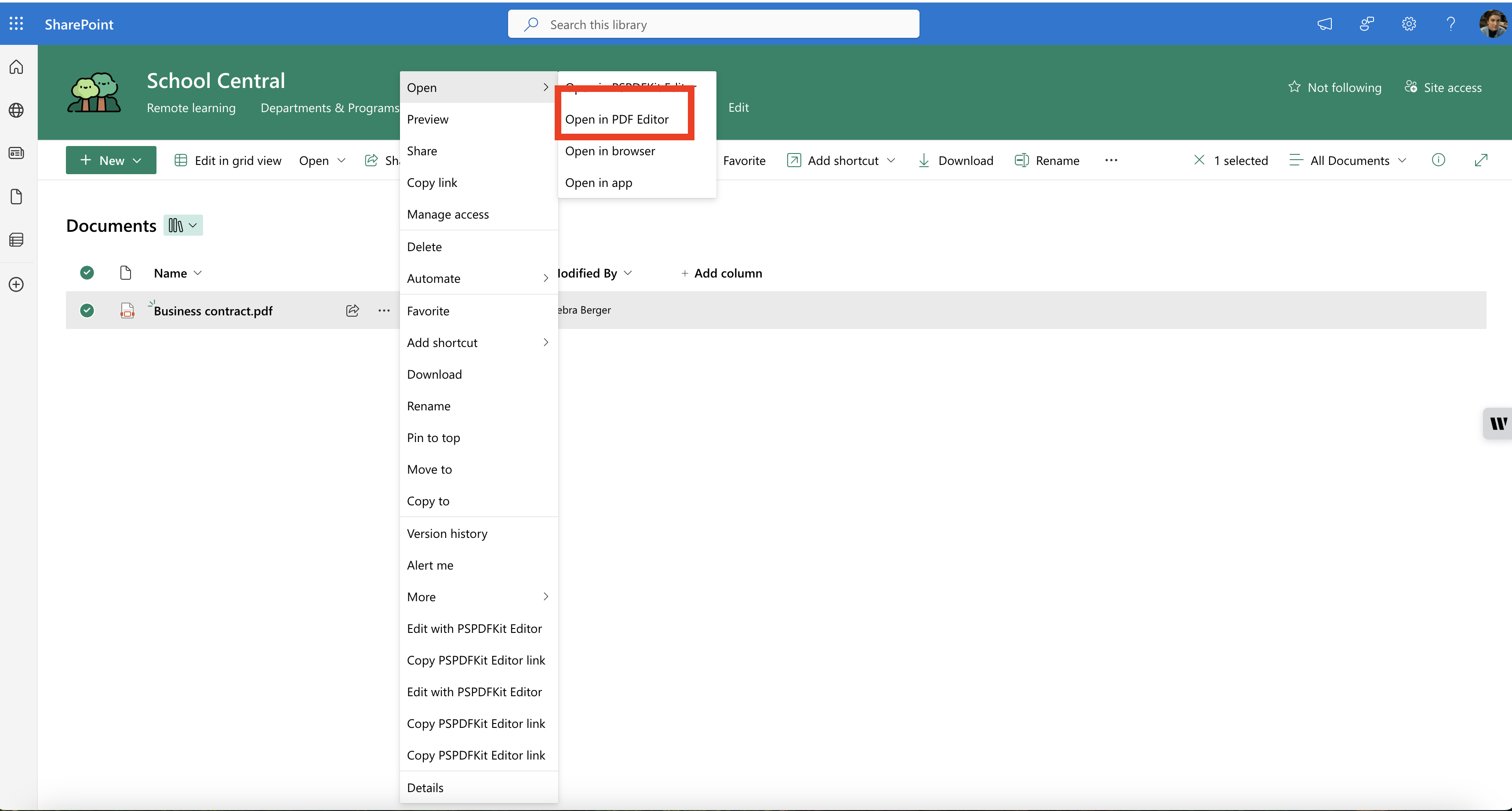 Open PDFs in SharePoint