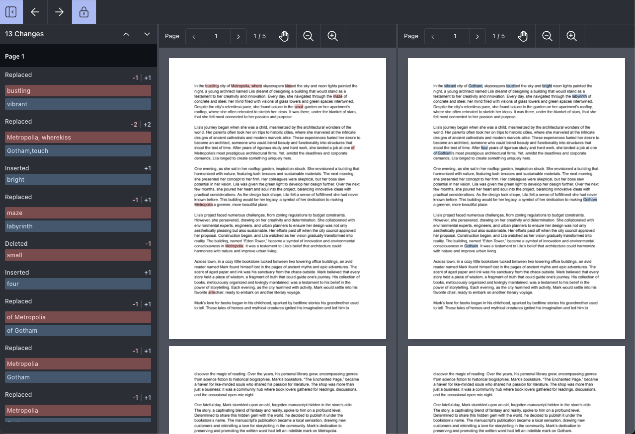 Default UI of Text Comparison.